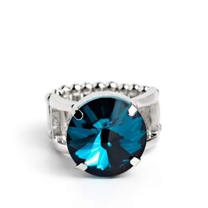 Paparazzi Blue and Silver Statement Ring Prolonged Powerhouse Fashion Jewelry